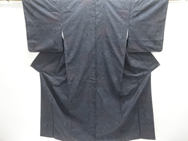 JAPANESE KIMONO / DORO OSHIMA TSUMUGI (5 maruki) / WOVEN RIVERSIDE SCENERY 